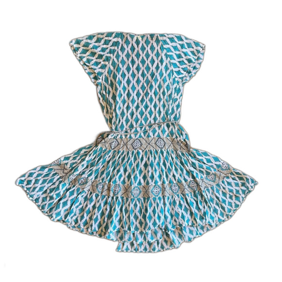 Roberta Roller Rabbit Green White Pattern Wrap Mini Dress  Women’s Size Medium - Picture 6 of 9